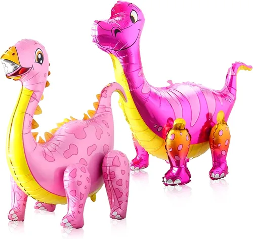 Vista 2 de KatchOn, Combo de globos grandes de dinosaurio rosa, 35 pulgadas, paquete de 3, globos de dinosaurio rosa 3D para fiesta de cumpleaños, globos