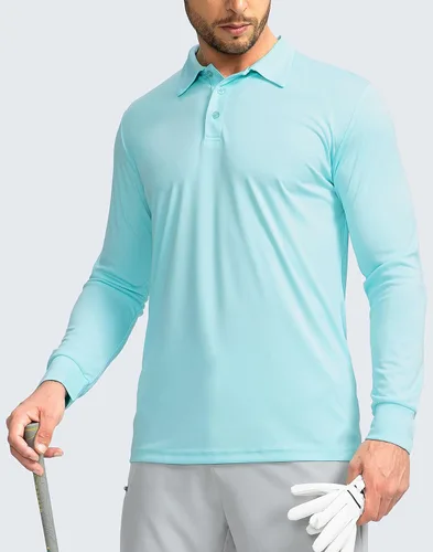 Vista 5 de Camisa polo de manga larga para hombre, ligera, protección solar UPF 50+, camisas frescas para hombre, trabajo, pesca al aire libre