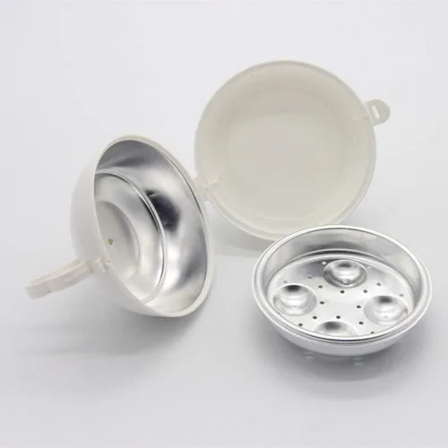 Vista 5 de Caldera de huevos para microondas, 4 capacidades escalfadoras de huevos, olla de huevo con forma de pollo, vaporera para desayuno en microondas