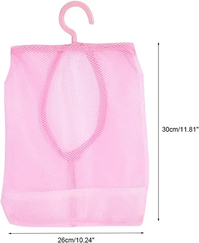 Vista 2 de LiebeWH Bolsa de almacenamiento de malla colgante para lavandería, bolsa de ropa sucia con gancho para colgar para pared, armario, caravana, baño