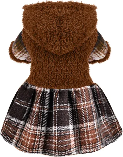 Vista 16 de Vestido de perro para perro pequeño, suéter Yorkie para niña, ropa de cachorro a cuadros, chihuahua, gato, linda ropa de forro polar cálido
