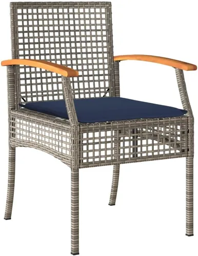 Vista 3 de 5-Piece Patio Dining Set Outdoor Furniture Grey Synthetic PE Rattan Modern Design for Garden, Balcony, and Porch
