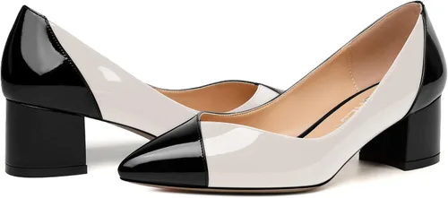 Vista 6 de SHOWFOREST Zapatos de tacón bajo con puntera puntiaguda, de patente formal para mujer, de 2 pulgadas