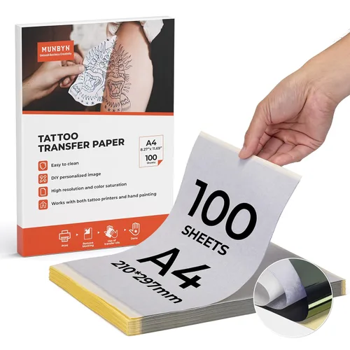 Vista 10 de MUNBYN ITP871 Papel de transferencia de tatuajes 50 hojas A4 Papel