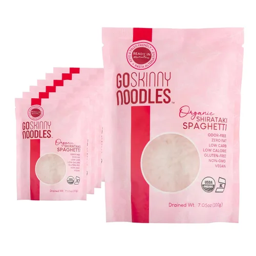 Vista 18 de GoSkinny Noodles Angel Hair (paquete de 6), Shirataki y Konjac orgánico, bajo en carbohidratos, bajo en calorías, sin gluten, vegano, keto, paleo