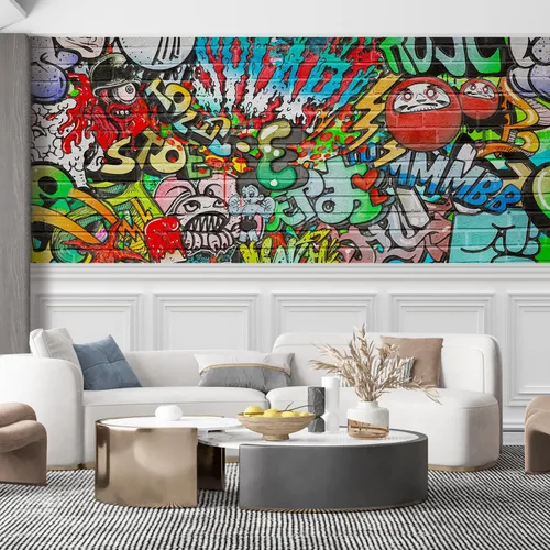 Vista 107 de SIGNFORD - Papel tapiz de colorido diseño de graffiti, removible para dormitorio o sala de estar, 66 x 96 pulgadas Graffiti1-2001-y09