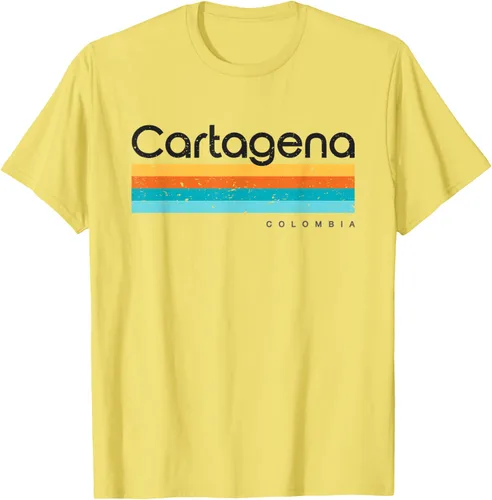 Vista 42 de Camiseta vintage de Cartagena Colombia con diseño retro, Blanco, S