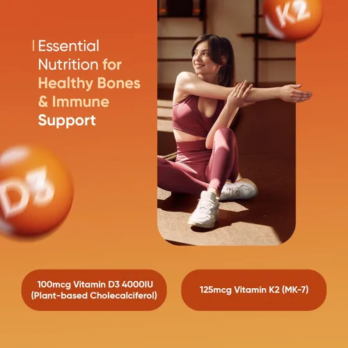 Vista 2 de WeightWorld Vitamina D3 4000 IU + K2 (MK-7) 125mcg - 240 tabletas Huesos, músculos, apoyo inmunológico y absorción de calcio Vitamina vegana a