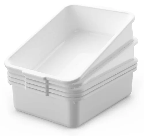 Vista 9 de Caja de 5 tinas de autobús comercial/bolsa de transporte, plástico negro con asas, lavabo 8 litros