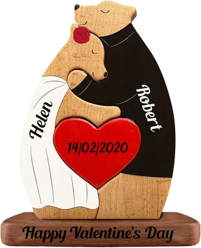 Vista 8 de Rompecabezas familiar de oso de madera personalizado con 2-8 nombres, figuras familiares de animales personalizadas para mamá, papá, regalos