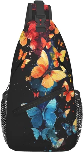 Vista 22 de Bolso bandolera para hombres y mujeres, mochila cruzada floral de tulipán pastel, mochila casual de senderismo para viajes, deportes, correr, bolsa