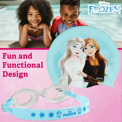 Vista 6 de Disney Children's Swim Goggles and Swim Cap Set Anti-Fog UV Protection