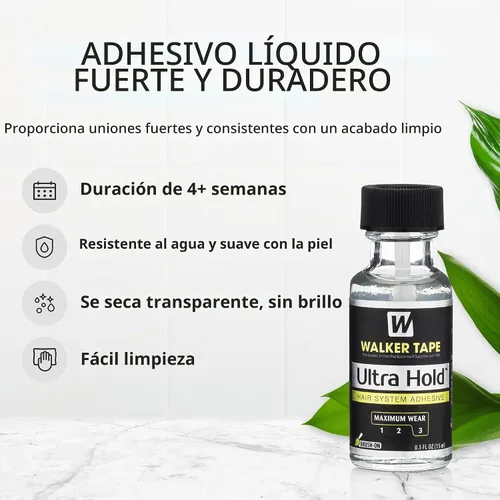 Vista 2 de Walker Tape Ultra Hold - Adhesivo con brocha, 0.5 onzas líquidas, pegamento de peluca resistente al agua para sistemas de encaje y extensiones