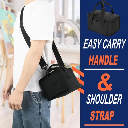 Vista 3 de Organizador de pintura acrílica, bolsa con asa y correa para el hombro para almacenamiento de pintura para manualidades, almacenamiento de pintura