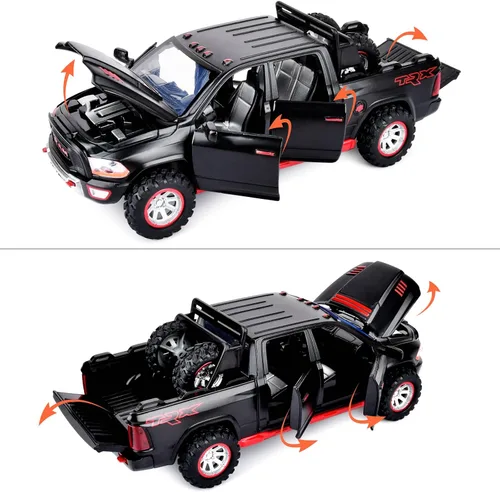 Vista 3 de Camioneta de juguete para niños de 4 a 7 años, modelo de metal fundido a presión, camiones de juguete con puertas abiertas, autos de juguete