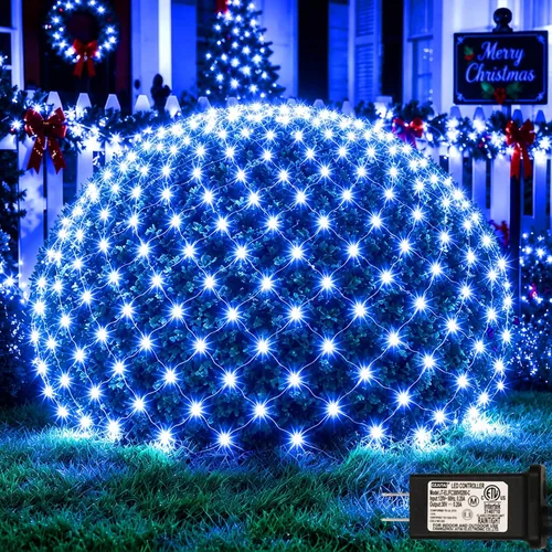 Vista 15 de OYCBUZO 300 luces LED de red de Navidad, 14.8 pies x 5 pies, luces de malla para exteriores, 8 modos, cable verde, tira de luces conectables