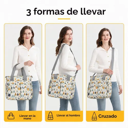 Vista 4 de Bolsa de pañales de viaje mediana para mamá y papá Cute Owl