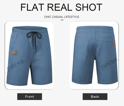 Vista 5 de JMIERR - Pantalones cortos informales para hombre, pantalones cortos de golf, pantalones chinos con cordón, de tela de sarga elástica, para verano