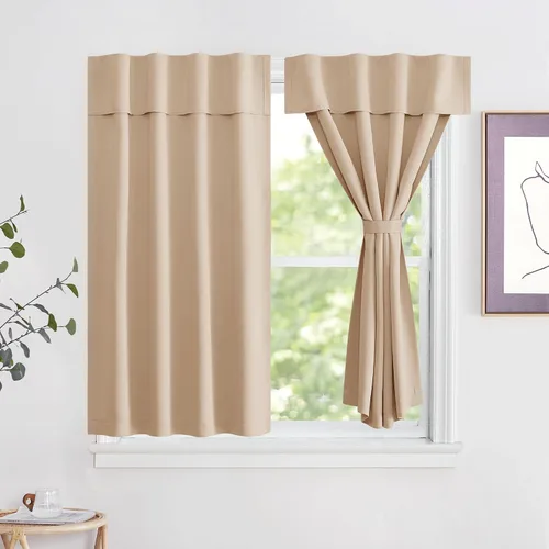 Vista 31 de NICETOWN Biscotti - Cortinas opacas para puerta francesa, color beige, 72 pulgadas de largo Cortina de ventana portátil de granja autoadhesiva