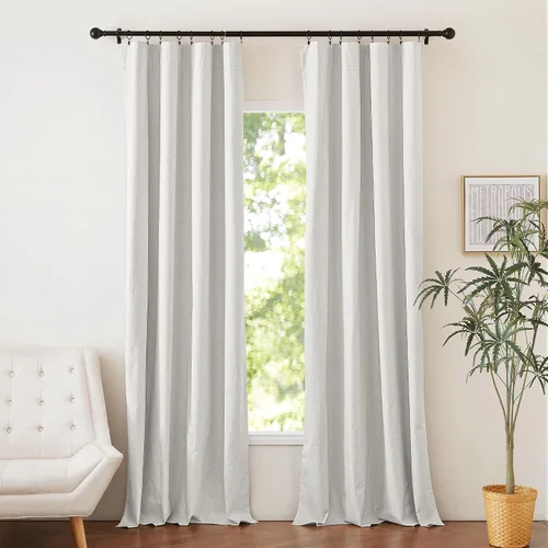 Vista 18 de NICETOWN Cortinas 100% opacas de 63 pulgadas de largo, 2 paneles de cortinas cortas con aislamiento térmico con forro para dormitorio, cortinas