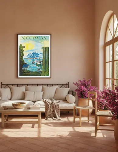 Vista 5 de Norway - Scandinavia - Boats in Fishing Village - Vintage Travel Poster by Lars Thorsen c.1940s - Master Art Print (Unframed) 6in x 9in
