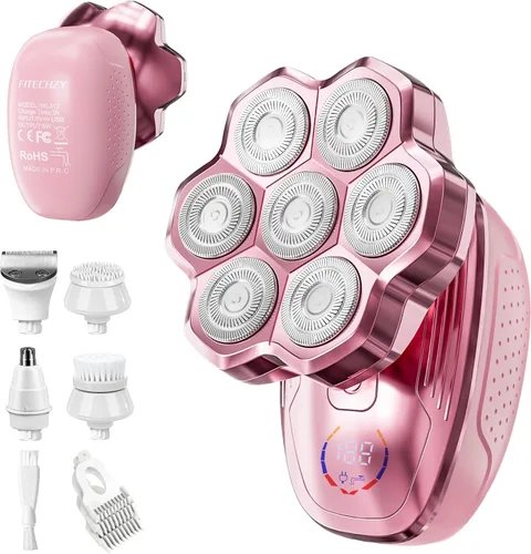 Vista 10 de Maquinilla de afeitar eléctrica para hombres, afeitadoras de cabeza para hombres calvos, maquinillas de afeitar eléctricas 5 en 1 con afeitadora