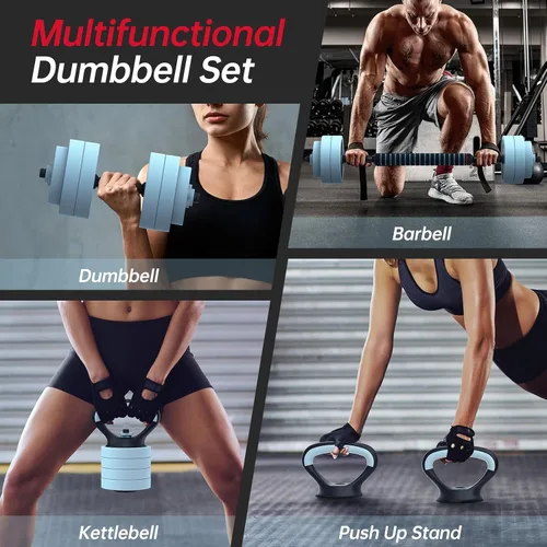 Vista 2 de PASYOU Juego de mancuernas ajustables, juego de pesas 4 en 1 con conector, juego de pesas para entrenamiento, mancuernas, pesas rusas, soporte