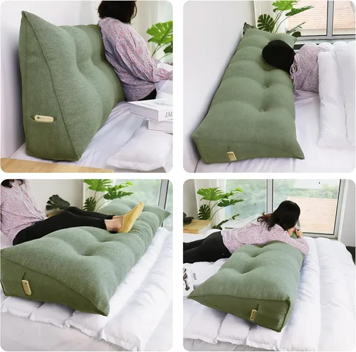 Vista 3 de VERCART Almohada de cuña triangular para cabecero de cama, almohada de cuña para cama de descanso, almohada de lectura, relleno de hueco, cojín