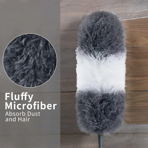 Vista 3 de BOOMJOY Plumero de plumas de microfibra con poste extensible de 100 pulgadas, paquete de 2 plumeros para limpieza de techo, ventilador, muebles