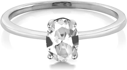 Vista 67 de Gem Stone King Anillo de compromiso solitario con piedra preciosa de oro blanco de 10 quilates, ovalado, 0.27 x 0.19 pulgadas, anillo de promesa