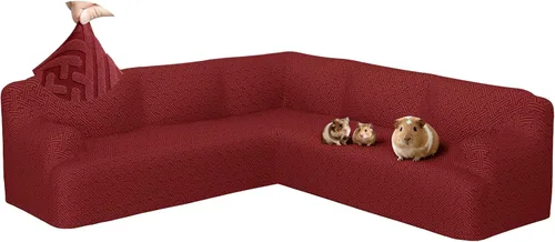 Vista 18 de Fundas para sofá seccional en forma de L de 1 pieza, fundas de esquina elásticas para sofá, funda de sofá antideslizante, lavable, fundas de sofá