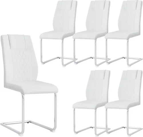 Vista 12 de Sillas De Comedor - Juego de 4 sillas de comedor modernas para cocina, con asiento tapizado de piel sintética, patas de metal con respaldo alto