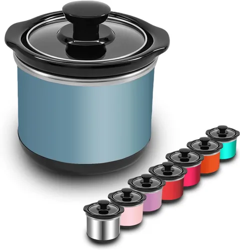 Vista 12 de Mini olla de cocción lenta, capacidad de 0.65 cuartos de galón, olla pequeña de cocción lenta, olla de cerámica, reducción de pérdida de nutrientes