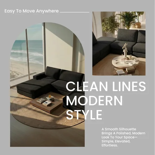 Vista 5 de Sofá seccional modular, 120.47" Sofá seccional moderno en forma de nube con chaise en L, cómodo sofá mullido de corduroy con asiento profundo, sofás