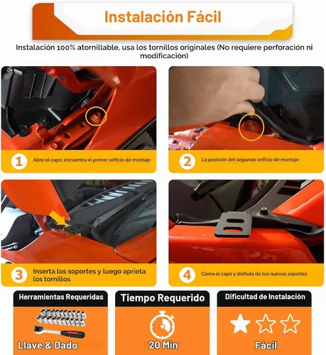 Vista 4 de WeiSen Soportes de luces auxiliares compatibles con F150 Raptor 3rd 2021-2024 Soporte de montaje de luz de bisagra de capó