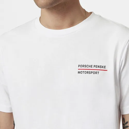 Vista 6 de Porsche Penske Motorsport Graphic Camiseta Blanca 100% cotton, Logo print on chest, Stripe and car prints on back