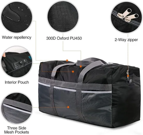 Vista 3 de REDCAMP Bolsa de lona extra grande de 607596L ligera 222531 pulgadas repelente al agua bolsa de viaje plegable para hombres y mujeres negroazulrojo