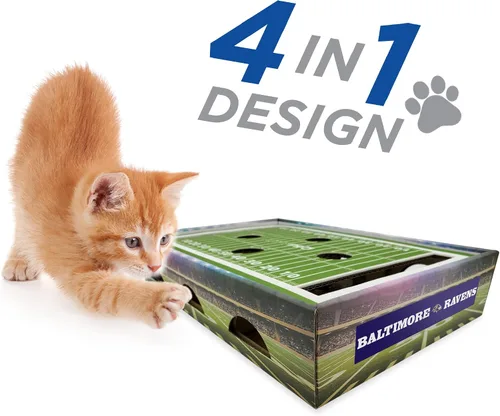 Vista 4 de NFL Ravens - Rascador de fieltro para gatos, juguete para gatos con bolas de cascabel Baltimore Ravens