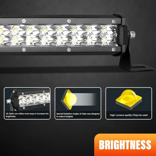 Vista 3 de SKYWORLD Barra de luz de trabajo LED de doble fila de 15 pulgadas, 108 W, 10800LM, haz de punto antiniebla, 6000 K, lámpara de conducción