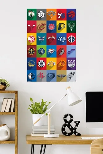 Vista 2 de NBA League - Póster de pared con logotipos 25, 34 pulgadas de largo x 22.4 pulgadas de ancho, versión premium sin marco