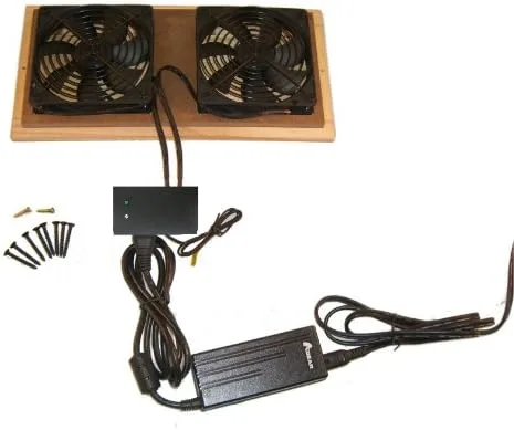 Vista 2 de CabCool1202 - Kit de enfriador de ventilador doble de 4.724 in con parrilla de madera personalizada/controlador térmico