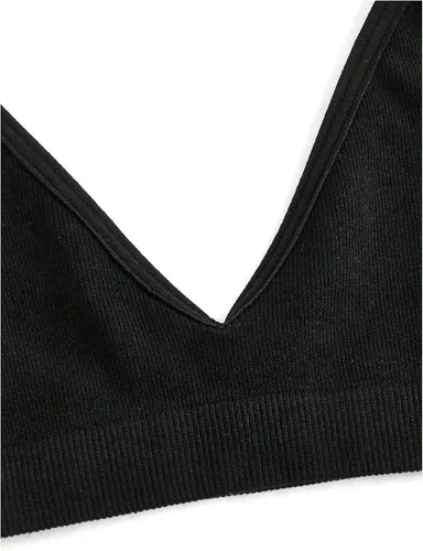 Vista 5 de SweatyRocks Bralette Triangular para Mujer con Escote Pronunciado Sujetador con Cuello en V Sin Cables Sin Relleno Suave Cómodo para Uso Diario