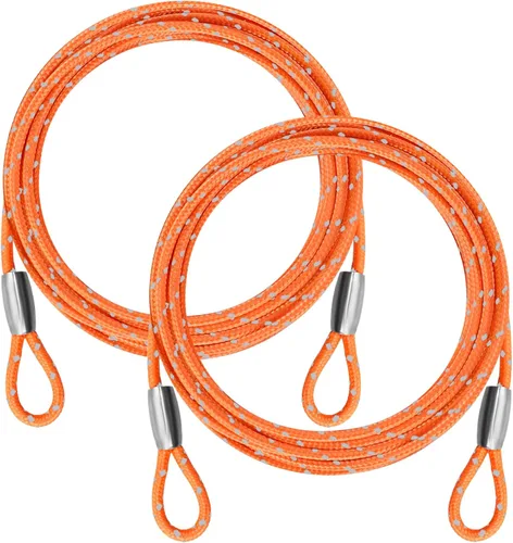 Vista 14 de Cable de seguridad de acero de 0.13 pulgadas 4/6/10/15 pies de longitud, cable de cuerda para bicicleta, cable de acero inoxidable con bucles