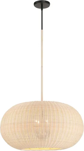 Vista 5 de Minka Lavery Modjeska 3546-66A Lámpara colgante de ratán natural, 4 luces 240 vatios totales, 13 pulgadas de alto x 24 pulgadas de ancho, carbón