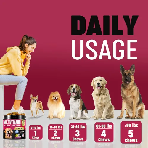 Vista 5 de Multivitaminas masticables con probióticos para perros, vitaminas y suplementos para perros, 140 golosinas, multivitamínico para perros mayores