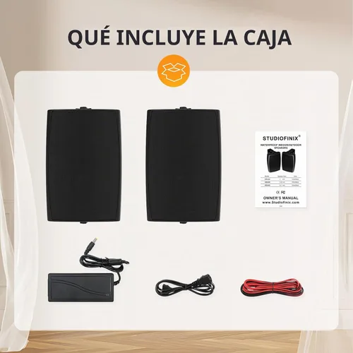 Vista 7 de STUDIOFINIX Altavoces Bluetooth para exteriores de 6.5 pulgadas, 400 W, impermeables, con cable, sistema de altavoces impermeables para montaje