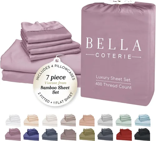 Vista 89 de Bella Coterie - Juego de sábanas tamaño individual, viscosa de bambú, de cultivo orgánico, ultrasuaves, refrescantes para calurosos, esquinas tipo