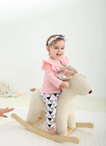 Vista 6 de Conjunto de 3 piezas de ropa de bebé niña de manga larga con letras pantalones casuales y diadema