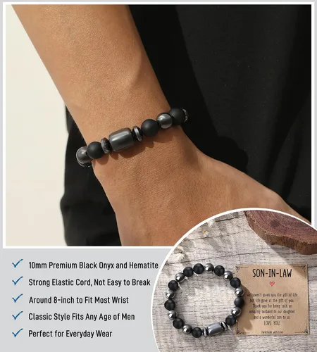 Vista 5 de Pulseras hechas a mano para hombres, regalos geniales para él, novio, marido, papá, hijo, abuelo, nieto, hermano, relleno de calcetines de Navidad