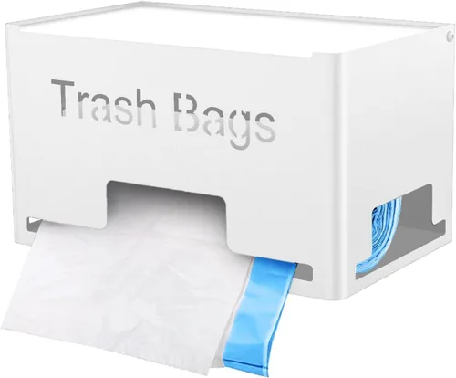 Vista 8 de STWWO Dispensador Grande para Bolsas de Basura, Dispensador de Bolsas de Basura de Metal con Soporte para Rollos, Organizador de Almacenamiento